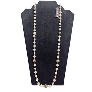 Anne Klein Faux Pearl Necklace With Gold Tone Accents (6286)